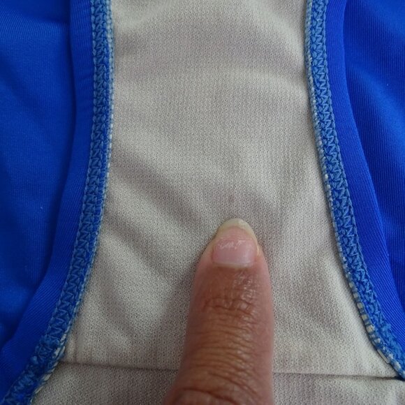 Merona Blue Ruched Halter One Piece Swimsuit Women Size M Padded FLAW - Picture 10 of 13